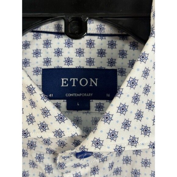 ETON Contemperary Cotton Short Sleeve Button Up Medallion Print Shirt Sz L New - Picture 3 of 7